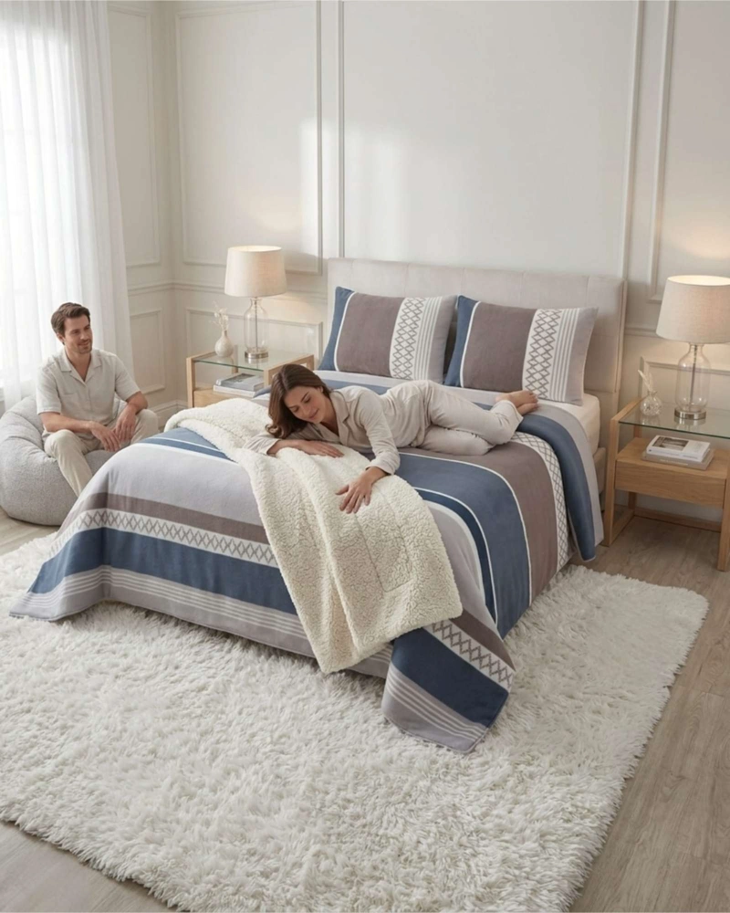 JUEGO DE CUBRECAMA SHERPA CALIDEZ SUPERIOR CON SABANAS KING - 5