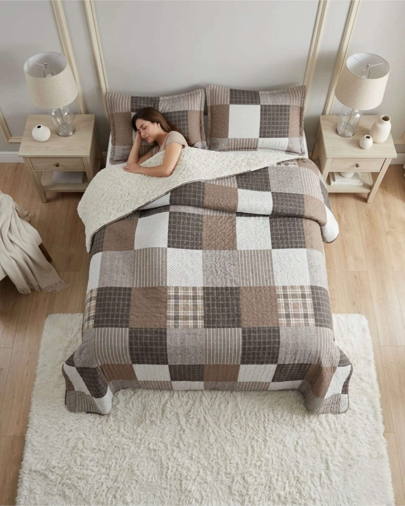 JUEGO DE CUBRECAMA SHERPA CALIDEZ SUPERIOR CON SABANAS 2 PLAZAS - 5