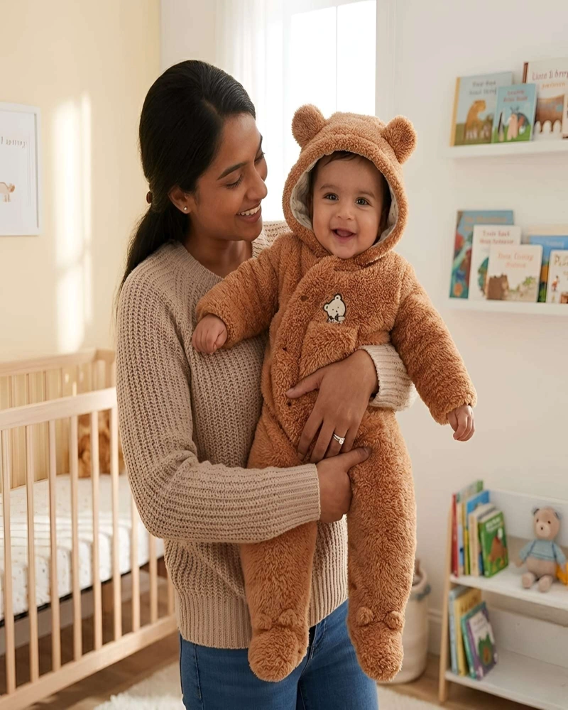 MAMELUCO TE RMICO COMPLETO OSO PELUCHE CON PIES BEBE  DE 0 A 9 MESES - 1