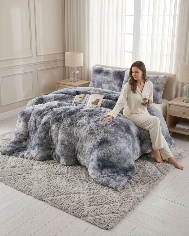 CUBRE-CAMA TE RMICO SHAGGY – DISEÑO SUAVE PARA 2 PLAZAS - 4