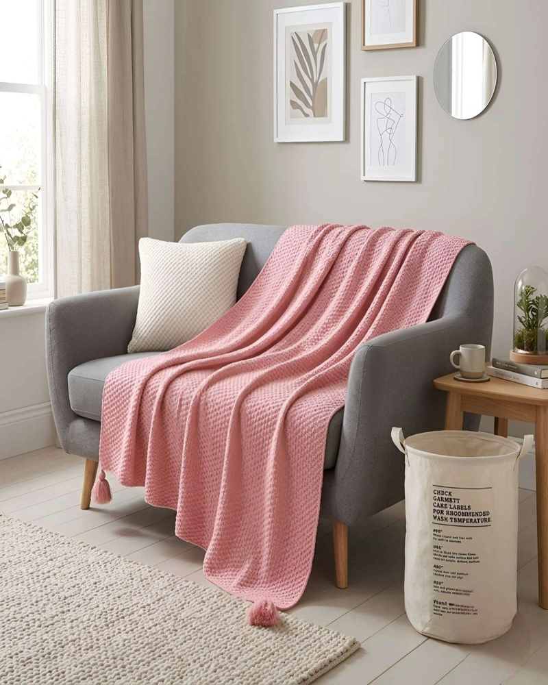 MANTA SILLON BORLAS DECORATIVAS FRAZADA PIECERA CAMA 130X150 - 2