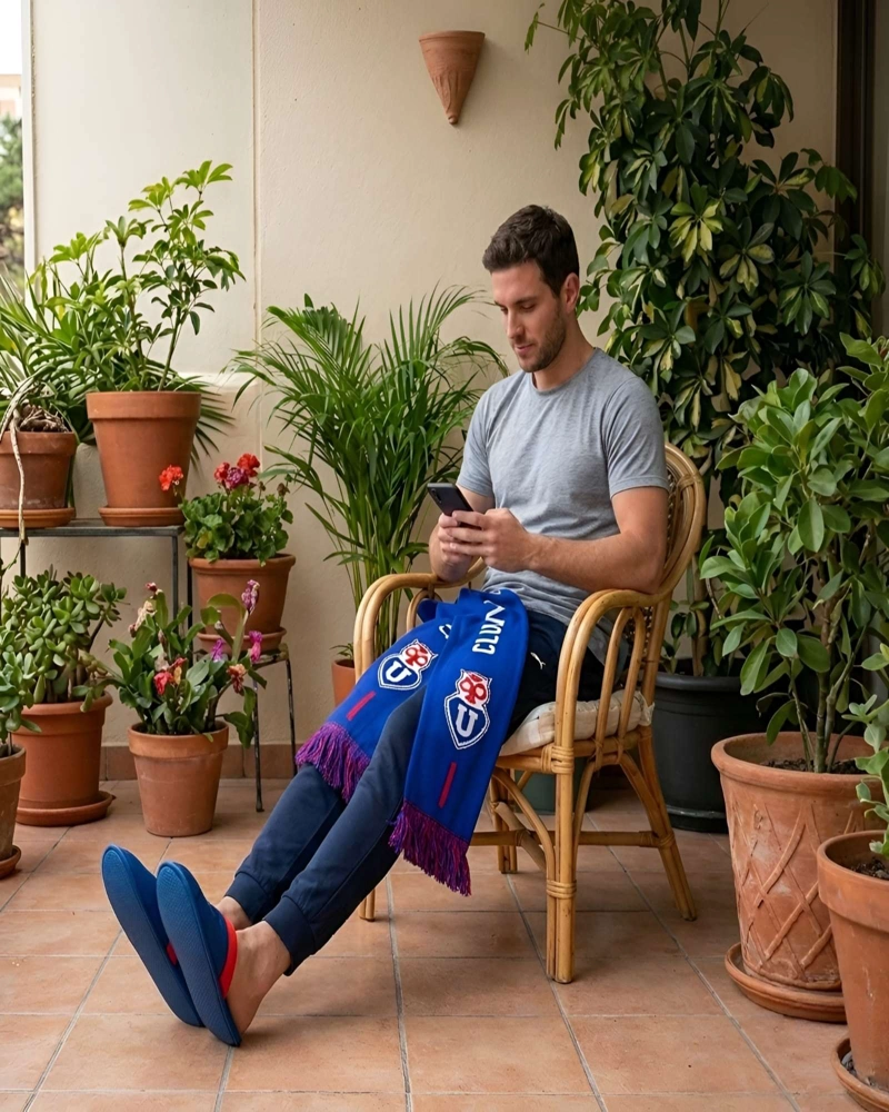 PACK FANATICO: SET DE PANTUFLAS Y BUFANDA CLUB UNIVERSIDAD DE CHILE TALLA S - 5