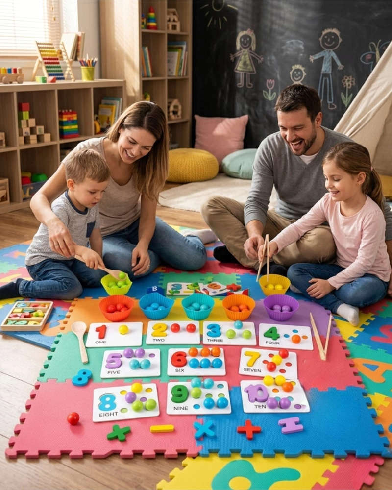 KIT DIDACTICO MONTESSORI: APRENDIZAJE DE NUMEROS Y COLORES CON PINZAS - 1