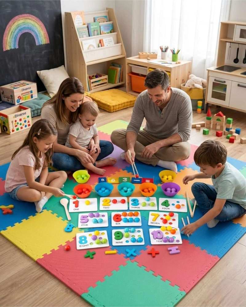 KIT DIDACTICO MONTESSORI: APRENDIZAJE DE NUMEROS Y COLORES CON PINZAS - 2