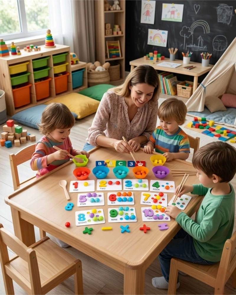KIT DIDACTICO MONTESSORI: APRENDIZAJE DE NUMEROS Y COLORES CON PINZAS - 3