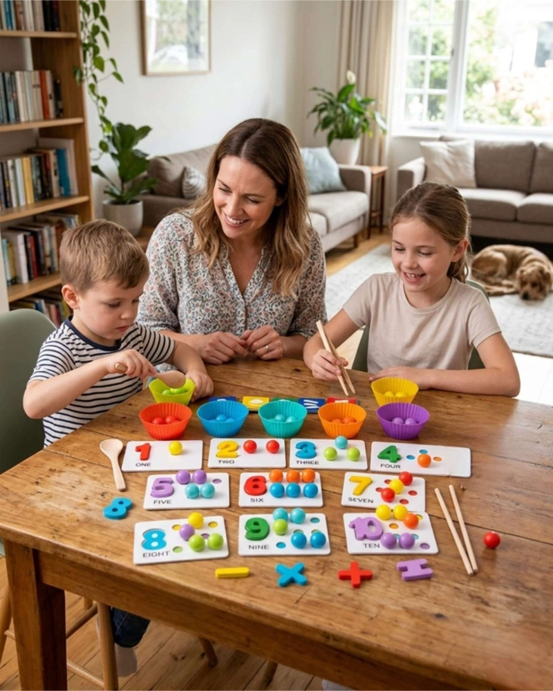 KIT DIDACTICO MONTESSORI: APRENDIZAJE DE NUMEROS Y COLORES CON PINZAS - 4
