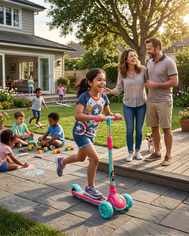 SCOOTER MONOPATIN DE 3 RUEDAS INFANTIL ROSADO TURQUESA - 1