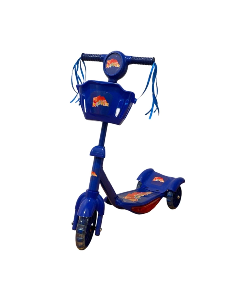 MONOPATIN SCOOTER INFANTIL CON CANASTO Y LUCES 3 RUEDAS AZUL - 6