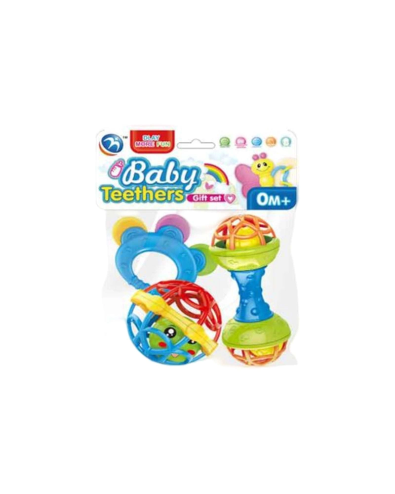 SET DE DESARROLLO SENSORIAL 3 PIEZAS: SONAJERO, PELOTA TEXTURIZADA Y MORDEDOR - 6