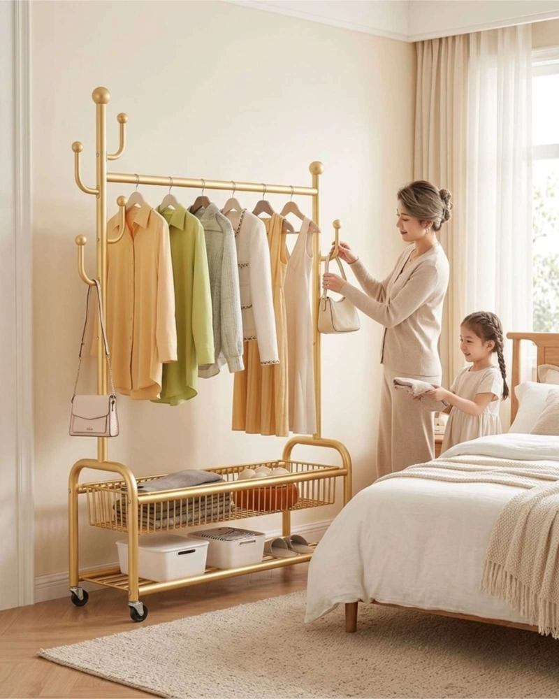 PERCHERO ORGANIZADOR DE ROPA CON RUEDAS MODELO CACTUS - 1