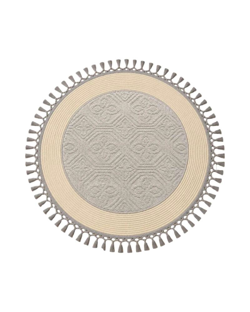 ALFOMBRA REDONDA DE SISAL CON FLECOS 80 CM - 6