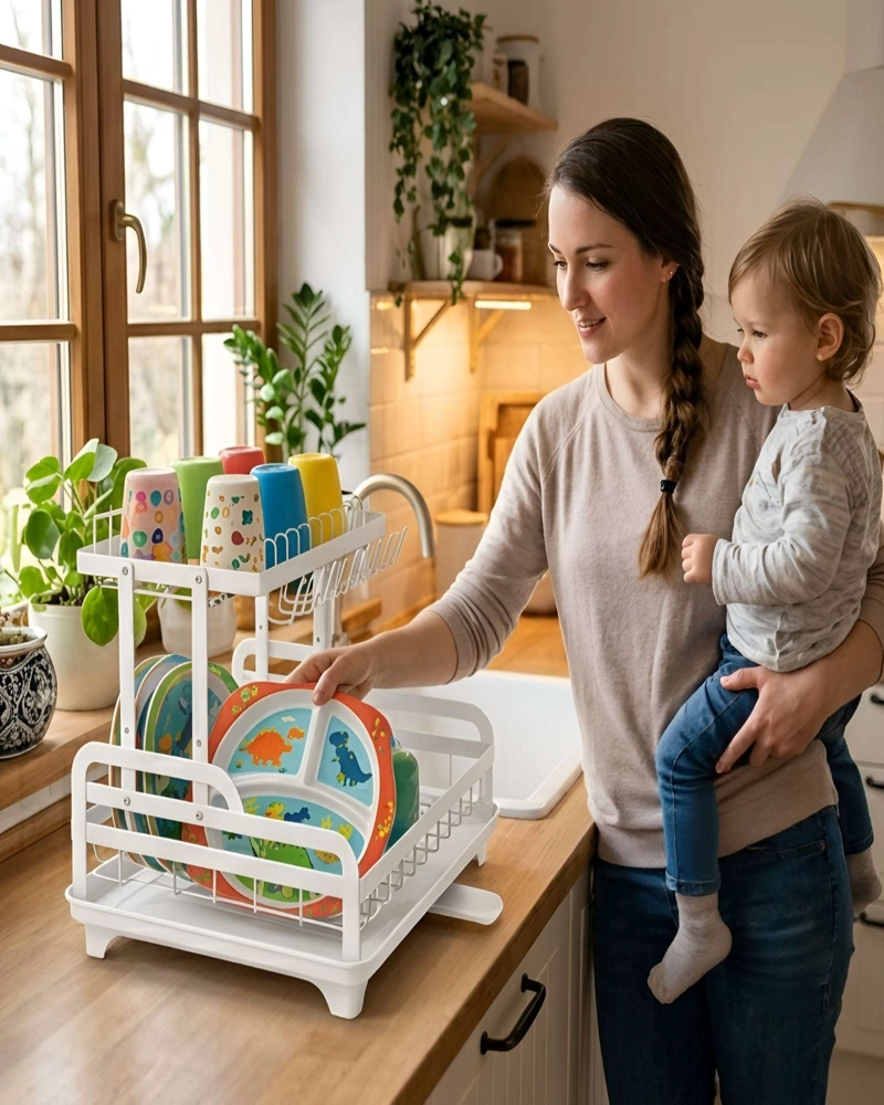 ESCURRIDOR DE PLATOS DE 2 NIVELES ORGANIZACION INTELIGENTE PARA TU COCINA - 2