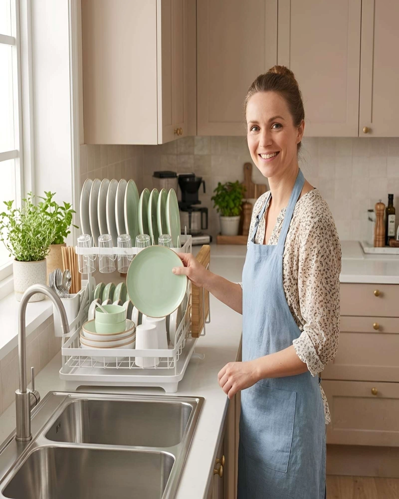 ESCURRIDOR DE PLATOS DE 2 NIVELES ORGANIZACION INTELIGENTE PARA TU COCINA - 4
