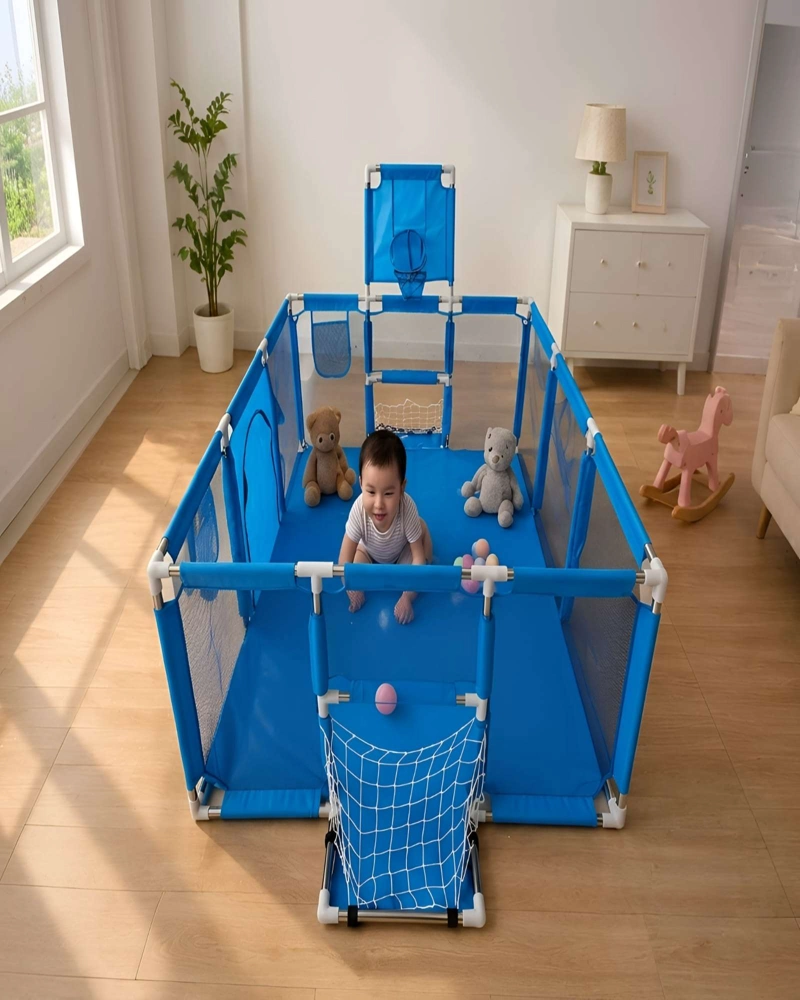 CORRAL INFANTIL 3 EN 1: PARQUE DE JUEGOS, CANCHA Y PISCINA DE PELOTAS - 4