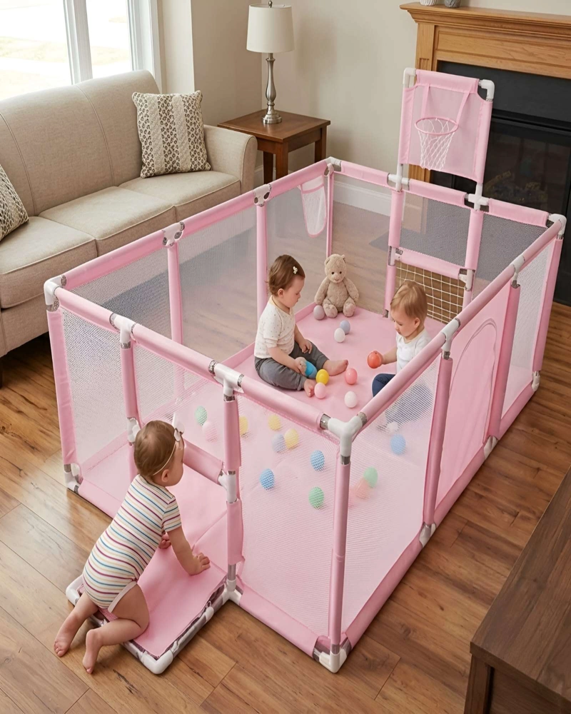 CORRAL INFANTIL 3 EN 1: PARQUE DE JUEGOS, CANCHA Y PISCINA DE PELOTAS - 2