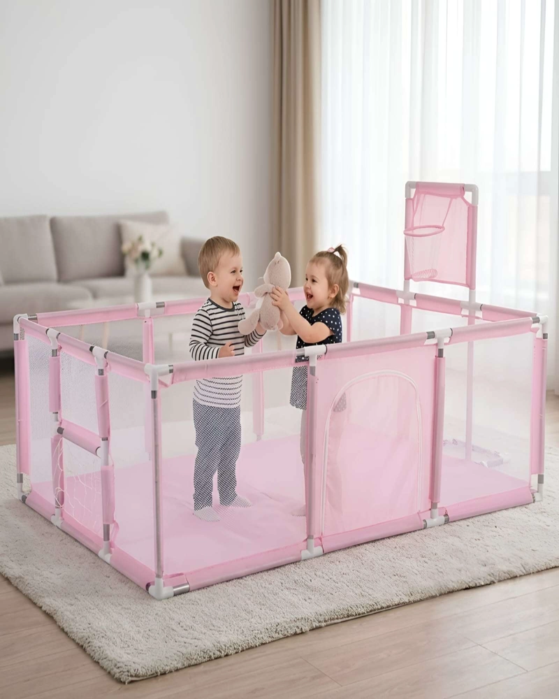 CORRAL INFANTIL 3 EN 1: PARQUE DE JUEGOS, CANCHA Y PISCINA DE PELOTAS - 6