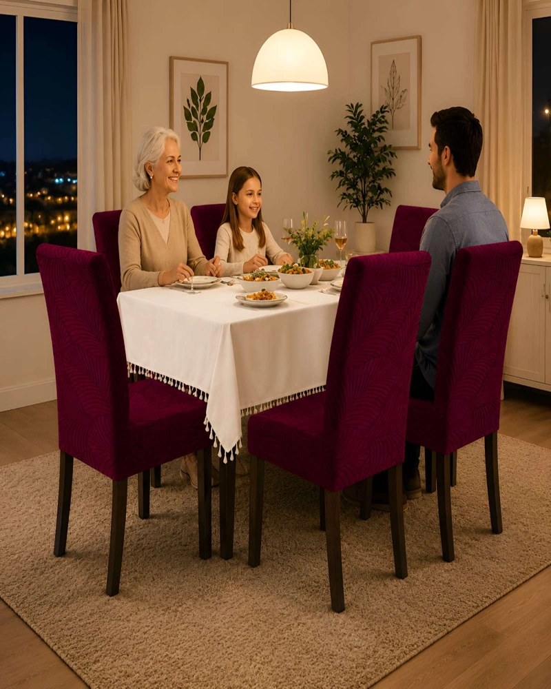 JUEGO DE 6 FUNDAS PARA SILLAS DE COMEDOR AJUSTABLES TEXTURIZADAS - 3