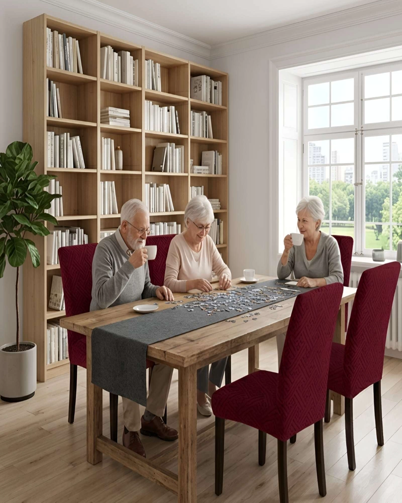 JUEGO DE 6 FUNDAS PARA SILLAS DE COMEDOR AJUSTABLES TEXTURIZADAS - 1