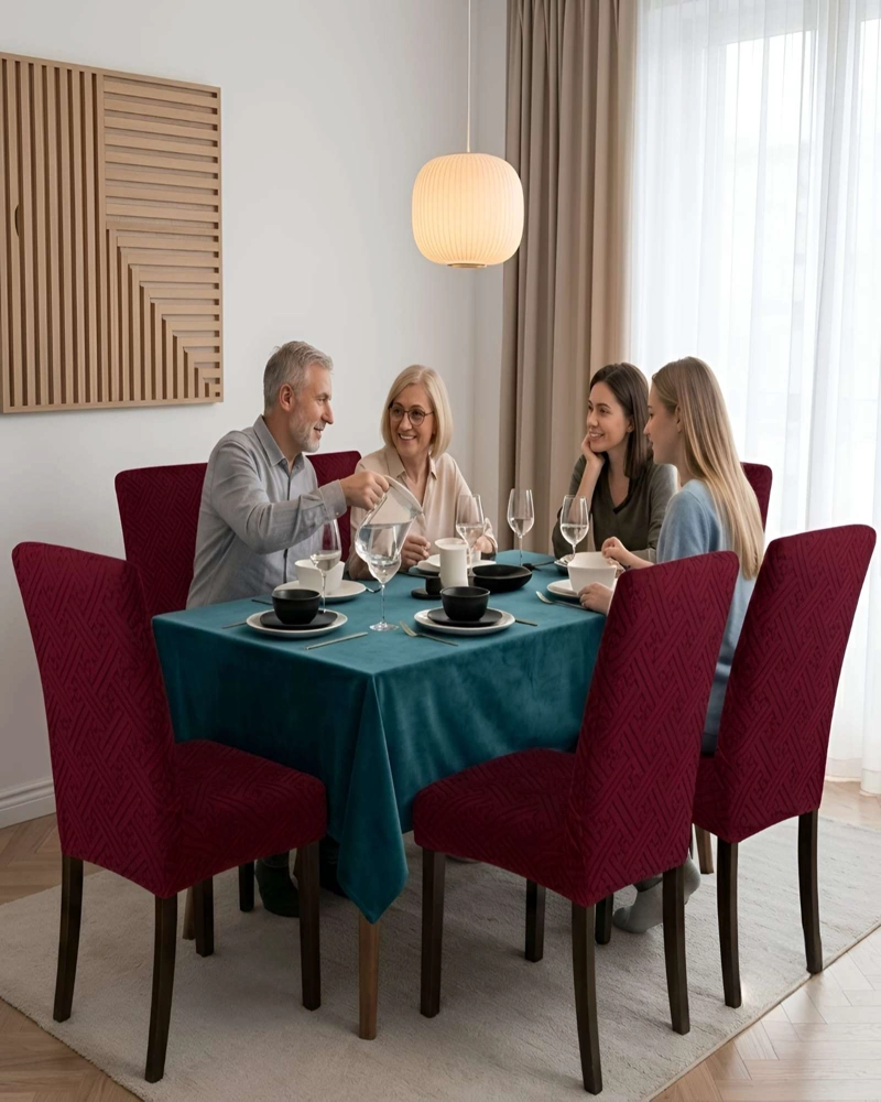 JUEGO DE 6 FUNDAS PARA SILLAS DE COMEDOR AJUSTABLES TEXTURIZADAS - 2