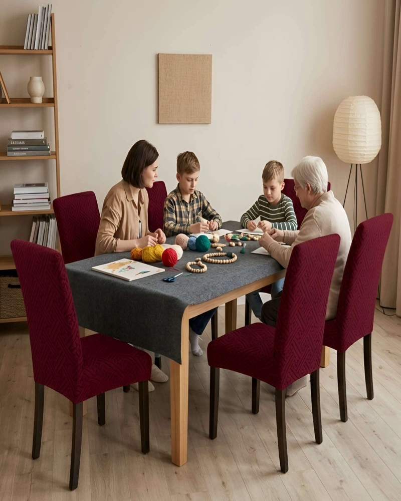 JUEGO DE 6 FUNDAS PARA SILLAS DE COMEDOR AJUSTABLES TEXTURIZADAS - 3