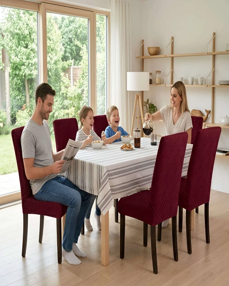 JUEGO DE 6 FUNDAS PARA SILLAS DE COMEDOR AJUSTABLES TEXTURIZADAS - 6