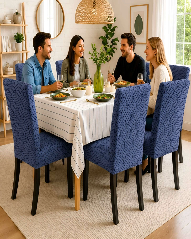 JUEGO DE 6 FUNDAS PARA SILLAS DE COMEDOR AJUSTABLES TEXTURIZADAS - 4