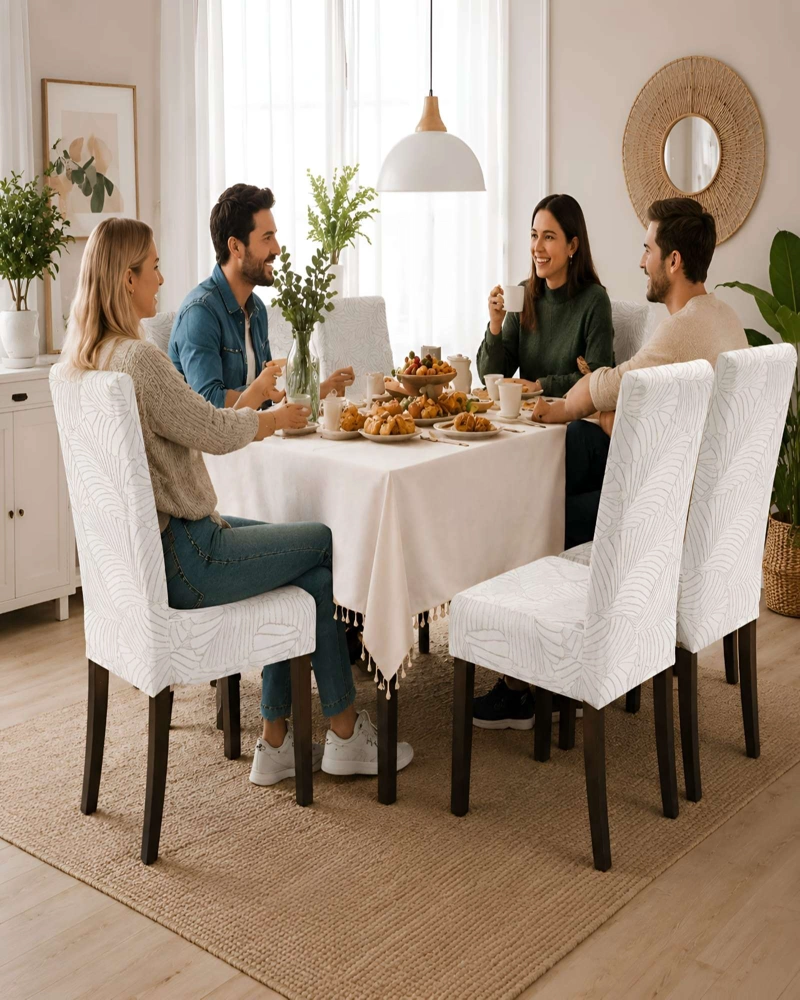 JUEGO DE 6 FUNDAS PARA SILLAS DE COMEDOR AJUSTABLES TEXTURIZADAS - 2