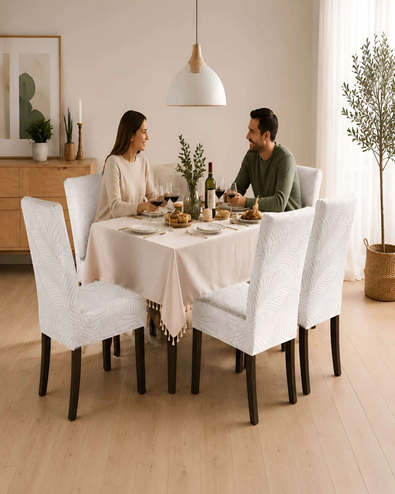 JUEGO DE 6 FUNDAS PARA SILLAS DE COMEDOR AJUSTABLES TEXTURIZADAS - 3