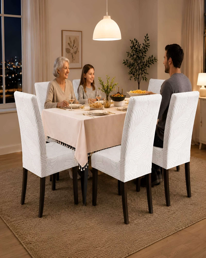 JUEGO DE 6 FUNDAS PARA SILLAS DE COMEDOR AJUSTABLES TEXTURIZADAS - 4