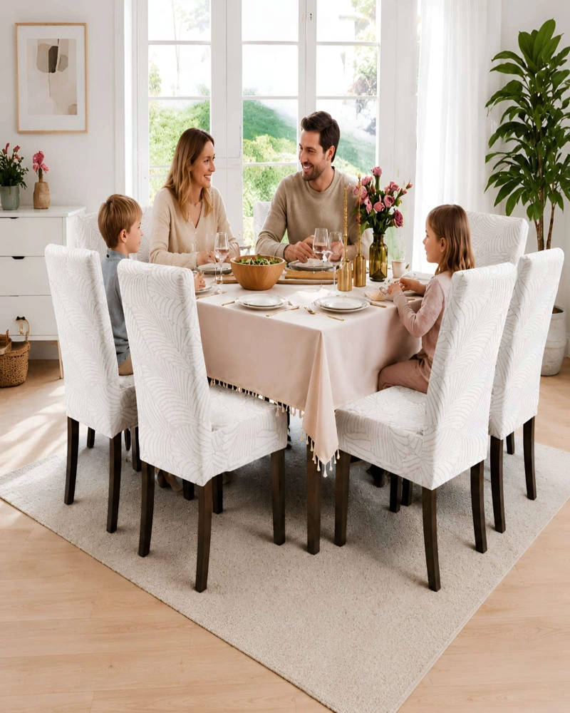 JUEGO DE 6 FUNDAS PARA SILLAS DE COMEDOR AJUSTABLES TEXTURIZADAS - 5