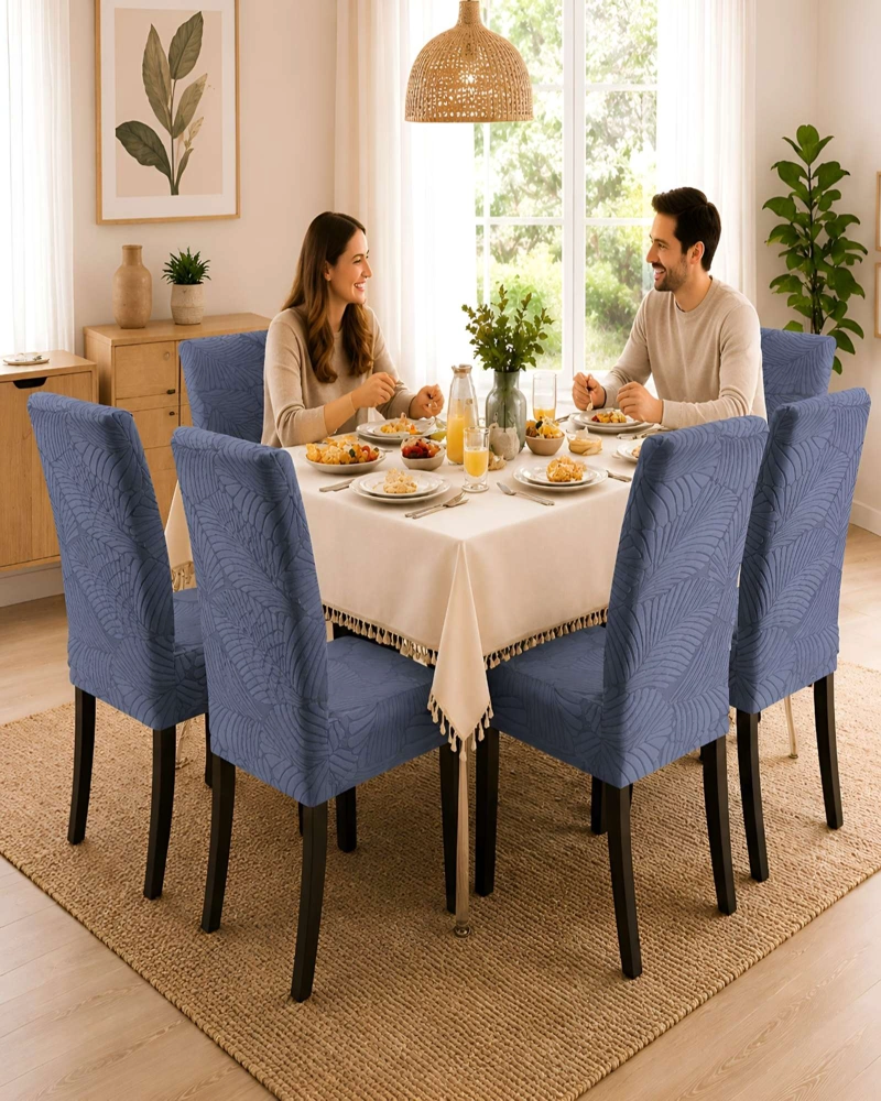 JUEGO DE 6 FUNDAS PARA SILLAS DE COMEDOR AJUSTABLES TEXTURIZADAS - 1