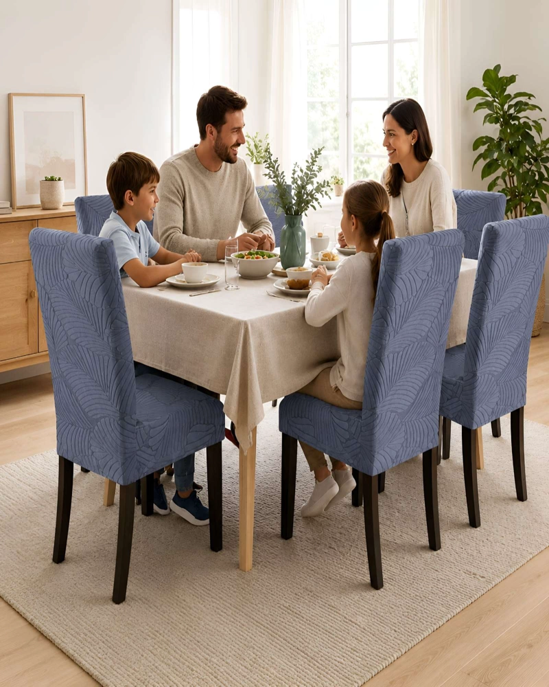 JUEGO DE 6 FUNDAS PARA SILLAS DE COMEDOR AJUSTABLES TEXTURIZADAS - 4
