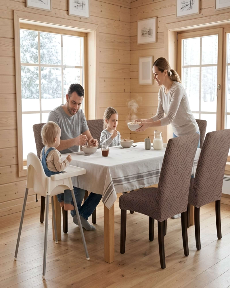 JUEGO DE 6 FUNDAS PARA SILLAS DE COMEDOR AJUSTABLES TEXTURIZADAS - 3