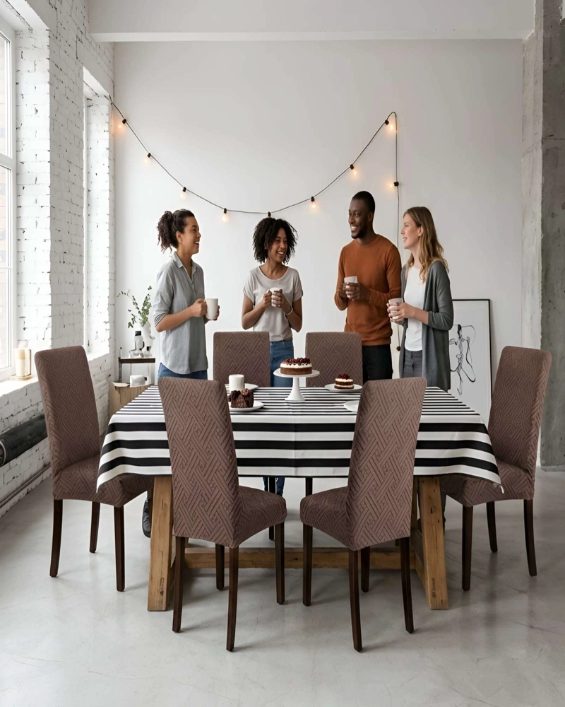 JUEGO DE 6 FUNDAS PARA SILLAS DE COMEDOR AJUSTABLES TEXTURIZADAS - 5