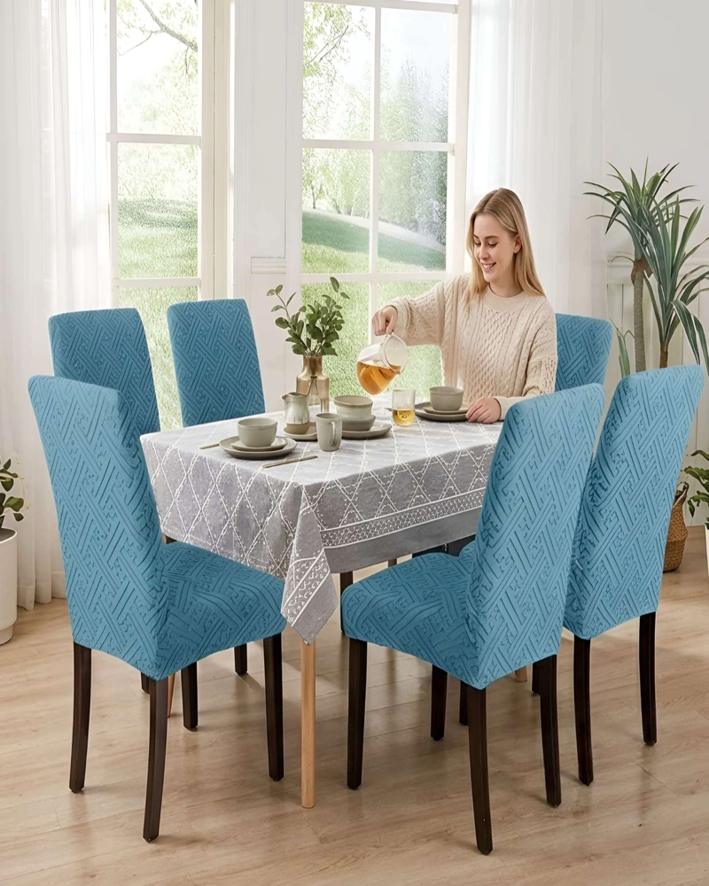 JUEGO DE 6 FUNDAS PARA SILLAS DE COMEDOR AJUSTABLES TEXTURIZADAS - 1