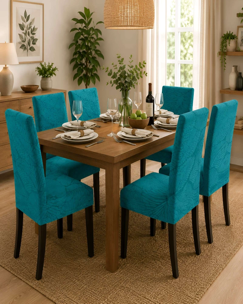 JUEGO DE 6 FUNDAS PARA SILLAS DE COMEDOR AJUSTABLES TEXTURIZADAS - 1