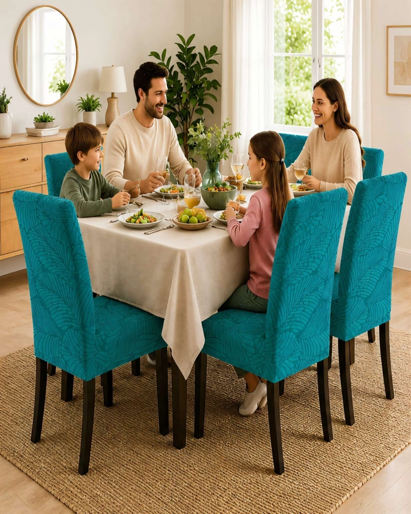 JUEGO DE 6 FUNDAS PARA SILLAS DE COMEDOR AJUSTABLES TEXTURIZADAS - 2