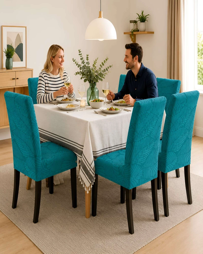 JUEGO DE 6 FUNDAS PARA SILLAS DE COMEDOR AJUSTABLES TEXTURIZADAS - 4