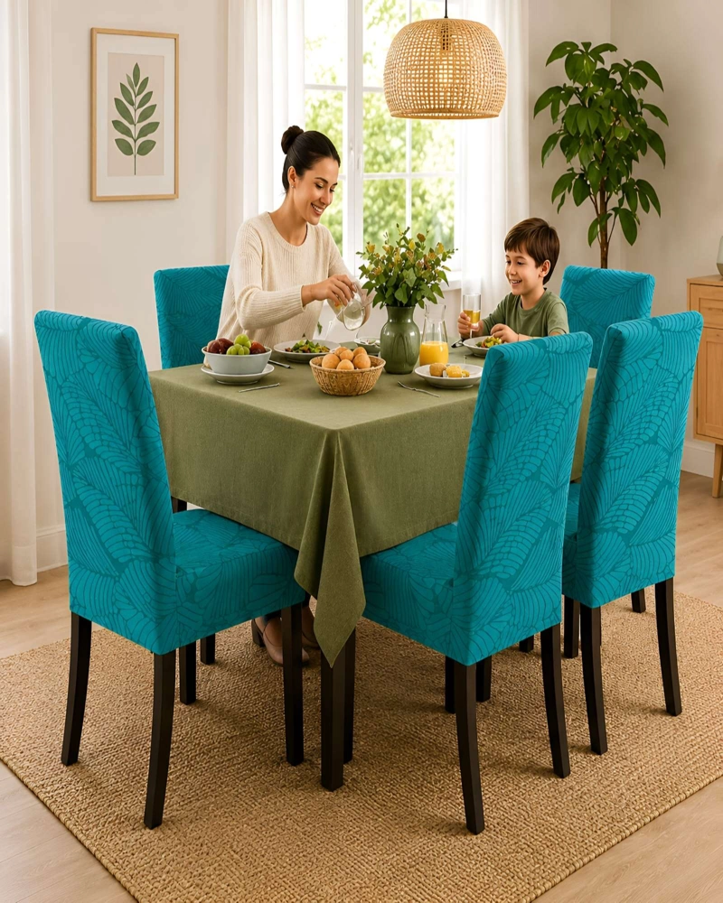 JUEGO DE 6 FUNDAS PARA SILLAS DE COMEDOR AJUSTABLES TEXTURIZADAS - 5