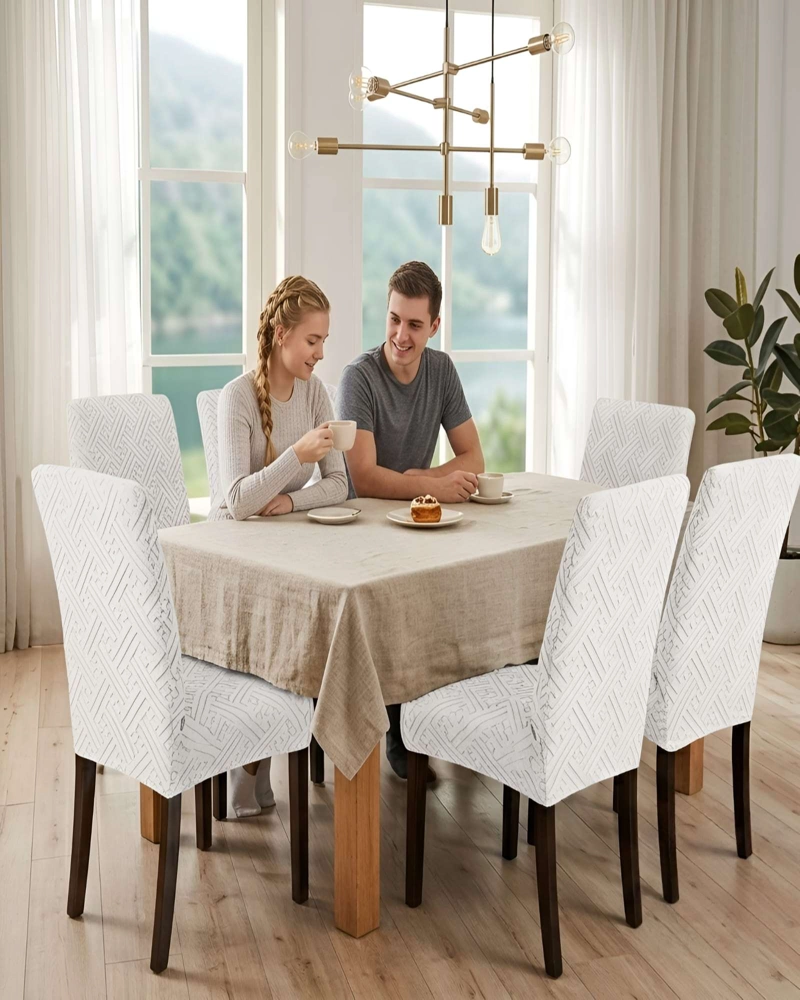 JUEGO DE 6 FUNDAS PARA SILLAS DE COMEDOR AJUSTABLES TEXTURIZADAS - 2