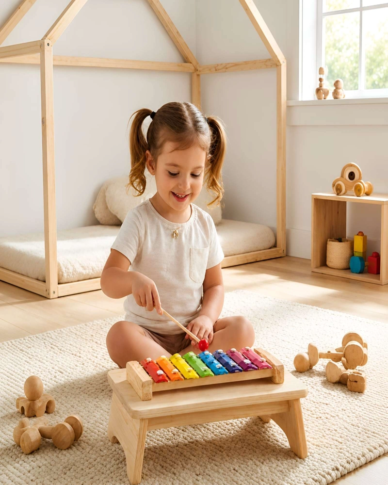JUGUETE MUSICAL XILOFONO DE MADERA INFANTIL EDUCATIVO PARA NIÑOS Y BEBE S - 1