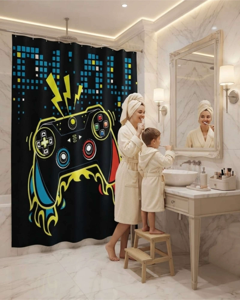 JUEGO DE CORTINA PARA BAÑO 180X180 MODERNA Y FORRO ANTIHONGOS - 4