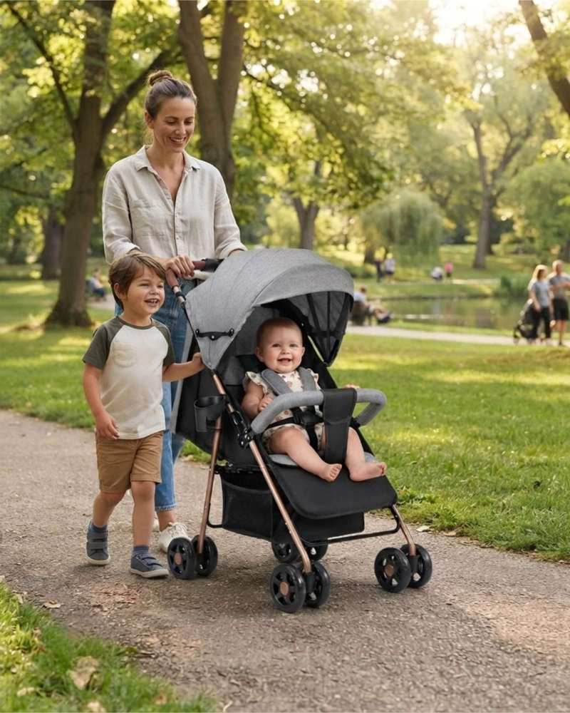 COCHE PARA BEBE ERGONOMICO CON CESTA DE ALMACENAMIENTO - 4
