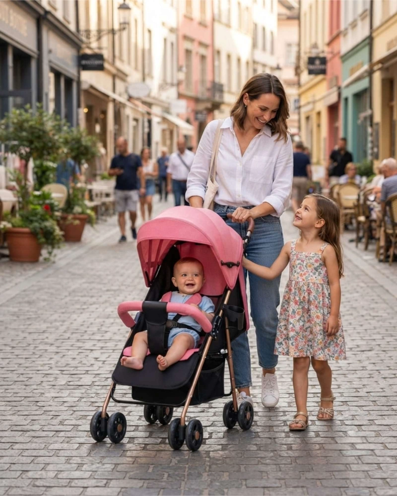 COCHE PARA BEBE ERGONOMICO CON CESTA DE ALMACENAMIENTO - 1