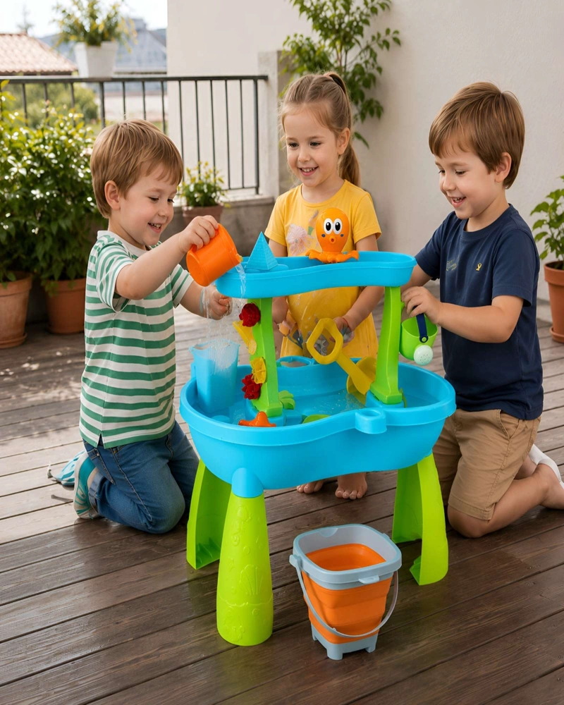 MESA DE AGUA Y ARENA PARA NIÑOS EFECTO LLUVIA SET 2 NIVELES - 3