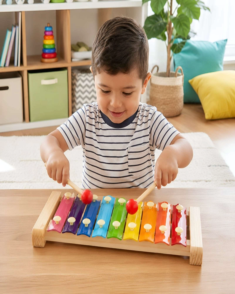 JUGUETE DIDACTICO XILOFONO DE MADERA 8 NOTAS PARA NIÑOS - 1