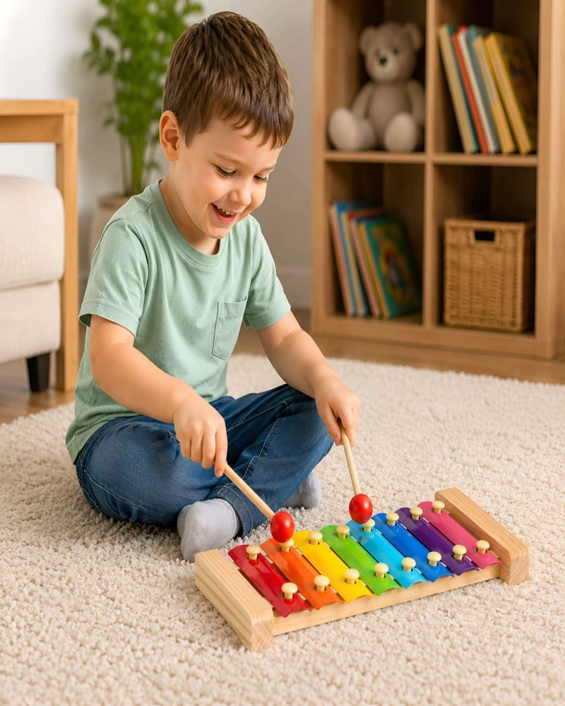 JUGUETE DIDACTICO XILOFONO DE MADERA 8 NOTAS PARA NIÑOS - 2