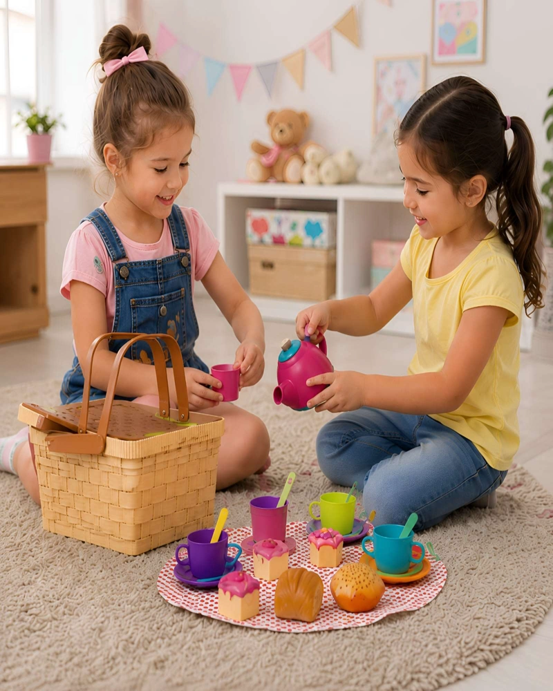 SET JUEGO DE TE Y PICNIC INFANTIL CON CANASTO 23 PIEZAS - 1