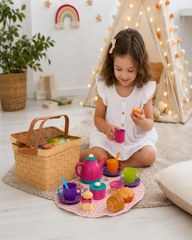 SET JUEGO DE TE Y PICNIC INFANTIL CON CANASTO 23 PIEZAS - 3