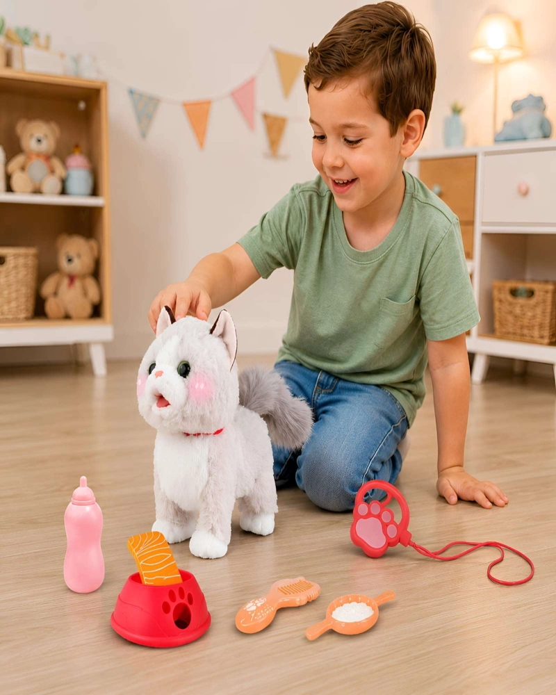 GATO DE PELUCHE INTERACTIVO CON ACCESORIOS JUGUETE PARA NIÑOS - 4